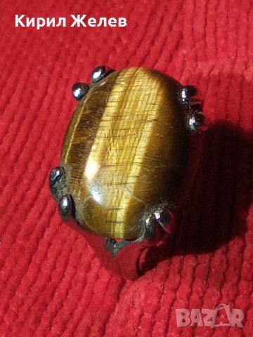 СТАР ПОСРЕБРЕН СКЪПОЦЕНЕН АР ДЕКО ПРЪСТЕН с ЮВЕЛИРНО ШЛИФОВАН НАТУРАЛЕН КАМЪК ТИГРОВО ОКО 26358, снимка 2 - Пръстени - 37395513