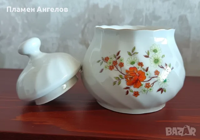 Ретро порцеланова захарница "Китка" Нови пазар. Соц-Винтидж. , снимка 6 - Сервизи - 56229544