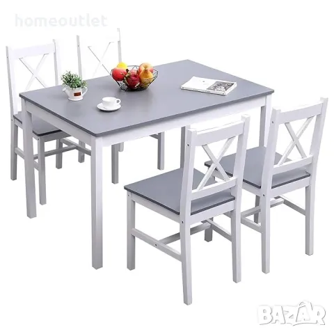 ПРОМОЦИЯ К-т трапезна маса с 4 стола от борова дървесина 10QDLC023-BG