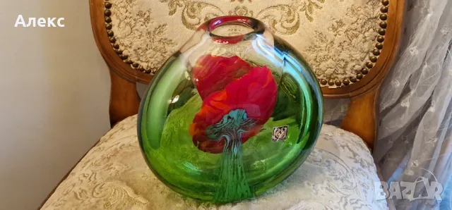 Колекционерска ваза– Jiri Suhajek for Moser Karlsbad, 1960г, 3.2кг