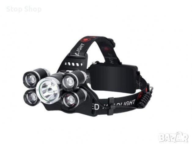 Челник Фенер с 5 светодиода, 30W, 8000 лумена, С включен ZOOM и батерии, снимка 3 - Къмпинг осветление - 40182339