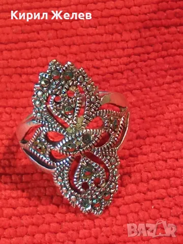 РАЗКОШЕН АЖУРЕН СКЪПОЦЕНЕН СРЕБЪРЕН ПРЪСТЕН СРЕБРО 925 ИНКРУСТИРАН с ФАСЕТИРАНИ МАРКАЗИТИ 49113, снимка 14 - Пръстени - 50024244