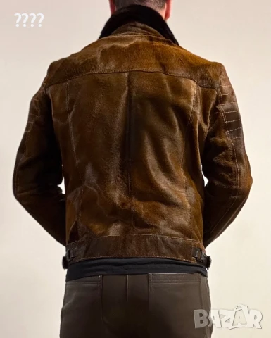 Мъжко яке от естествена кожа с косъм от пони, снимка 2 - Якета - 51289387