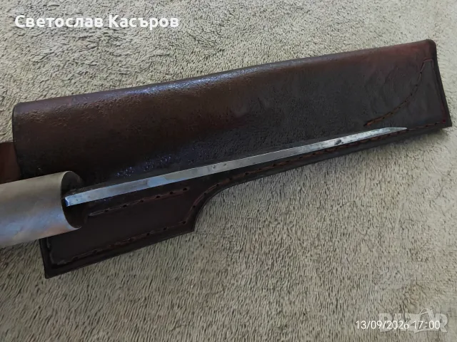 Продавам якутски нож – кован от Стефан Чаков, кания от Лальо Чаков, снимка 6 - Ножове - 56058535