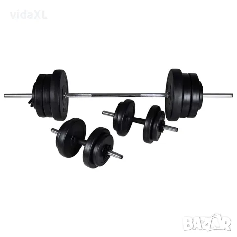 vidaXL Комплект лежанка със стойка за лост, щанга и дъмбели, 60,5 кг, снимка 5 - Спортна екипировка - 56146395