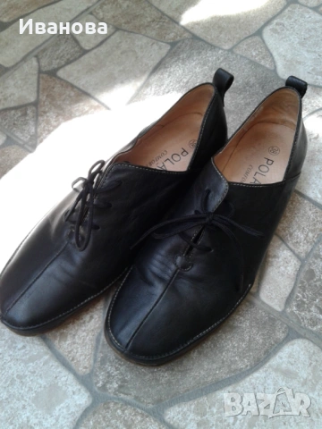 Стилни черни удобни,ежедневни обувки Polaris - естественна кожа.