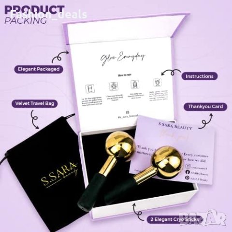 Нови 2 броя Масажен валяк за лице от неръждаема стомана/Подмладява кожата, снимка 4 - Други - 41583210