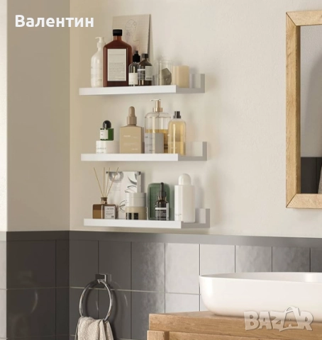 Комплект от 3 модерни плаващи рафта, снимка 5 - Етажерки - 52441393