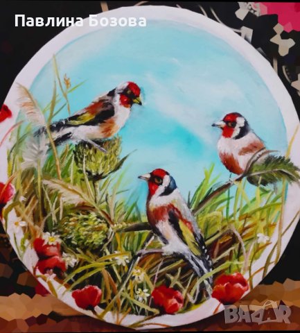 Картина ,Птици Щиглец, снимка 2 - Картини - 41488352
