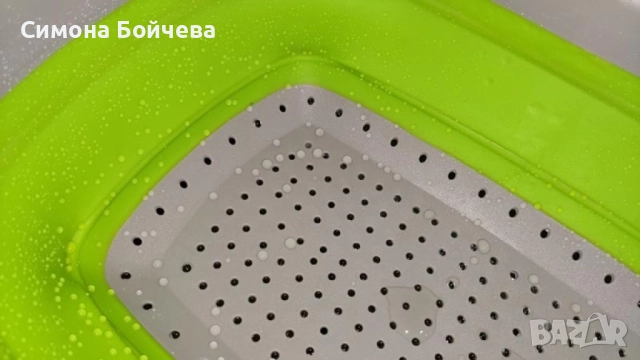 Сгъваема правоъгълна кошница за измиване и изцеждане на плодове и зеленчуци, снимка 9 - Други - 52819454