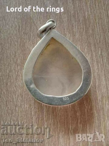 Голяма сребърна висулка с ахат, снимка 4 - Колиета, медальони, синджири - 44673625