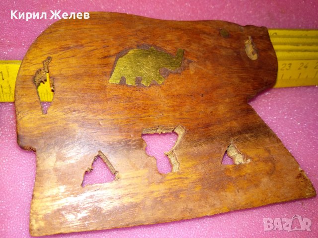 2 СТАРИ АЗИАТСКИ СЛОНЧЕТА АРТ ПАНО от САНДАЛОВО ДЪРВО и МЕСИНГ РЪЧНА ИЗРАБОТКА 42835, снимка 9 - Пана - 44185181