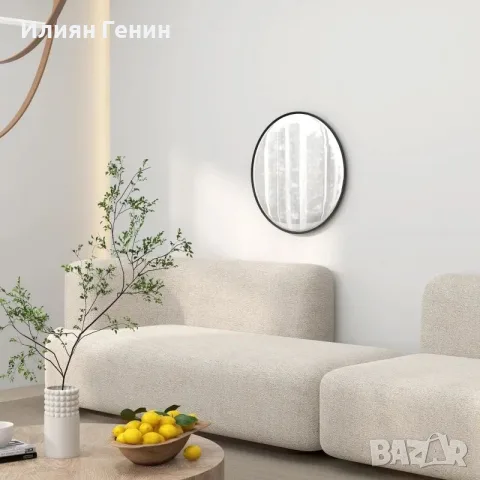Стенно огледало HOMCOM, модерен дизайн, Φ61 см, черно, снимка 8 - Огледала - 55829874