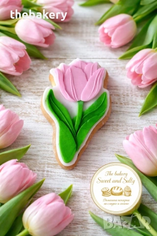 Бисквитки цветя за 8-ми Март, снимка 5 - Декорация за дома - 53684167