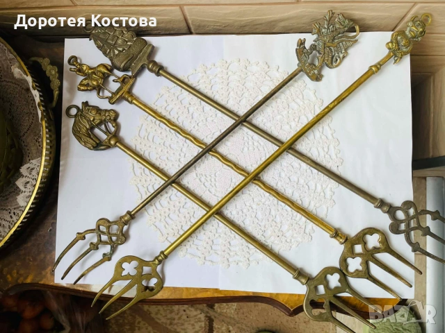 Красиви месингови вилици за камина от Англия