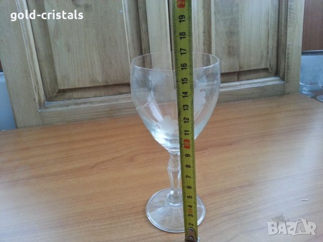 Ретро стъклени кристални чаши гравирани, снимка 2 - Антикварни и старинни предмети - 34478682