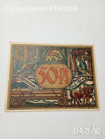 ГЕРМАНИЯ БАНКНОТА ТИП НОТГЕЛ 50 ПФЕНИГА 1920 - 1921 Г , снимка 3 - Нумизматика и бонистика - 52735928