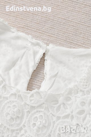 Ефектна дамска блуза в бяло с дълъг ръкав и бродерия, снимка 4 - Блузи с дълъг ръкав и пуловери - 44382635