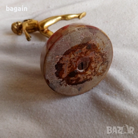 Бронзова статуя с позлата. Арт Деко., снимка 4 - Антикварни и старинни предмети - 52919893