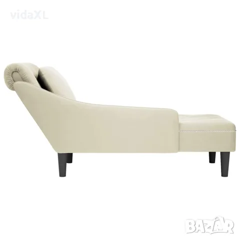 vidaXL Кушетка с възглавница и десен подлакътник, кремав, кадифе, снимка 4 - Кушетки - 56147415