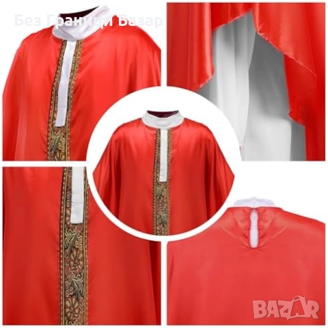 Нов Хелоуин Мъжки костюм Папа Римски карнавален комплект роба и плащ, снимка 5 - Други - 52132721