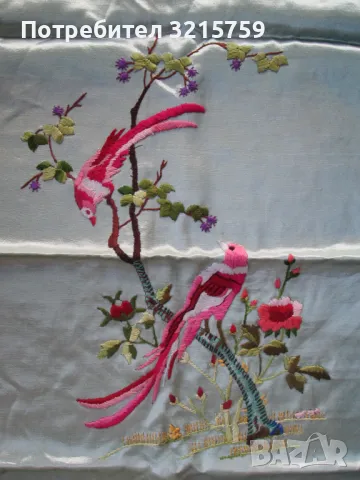 Ръчно шитгоблен -папагали, 64х44см., снимка 2 - Антикварни и старинни предмети - 50303457