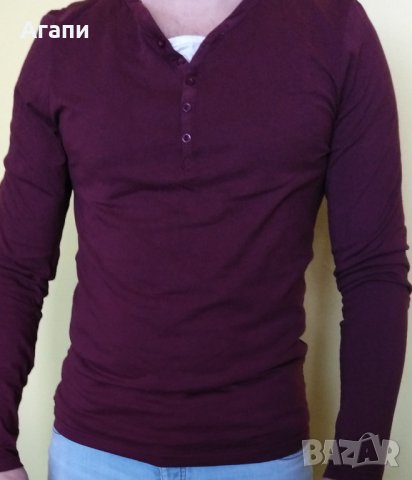 Мъжка блуза цвят бордо, чисто нова размер S, снимка 2 - Блузи - 44432101