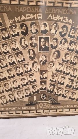 Стара голяма снимка на випуск девическа гимназия 1939година, снимка 4 - Антикварни и старинни предмети - 53866123