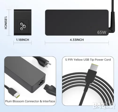 65W резервно зарядно за Lenovo Thinkpad, снимка 2 - Захранвания и кутии - 48489888