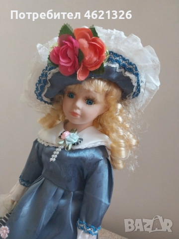 Винтидж немска порцеланова кукла в празнична рокля като ново, снимка 10 - Декорация за дома - 52155771