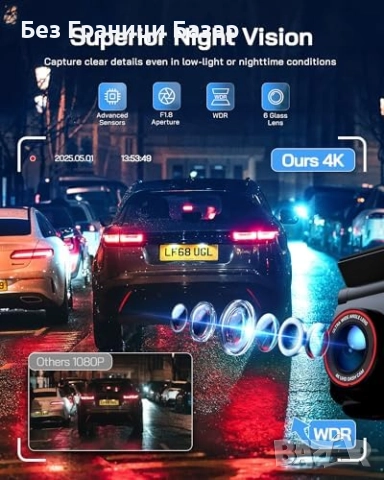 Нова Dash Cam 4K предна и 1080P задна камера, WiFi, нощно виждане, 170° ъгъл, снимка 7 - Аксесоари и консумативи - 52470763