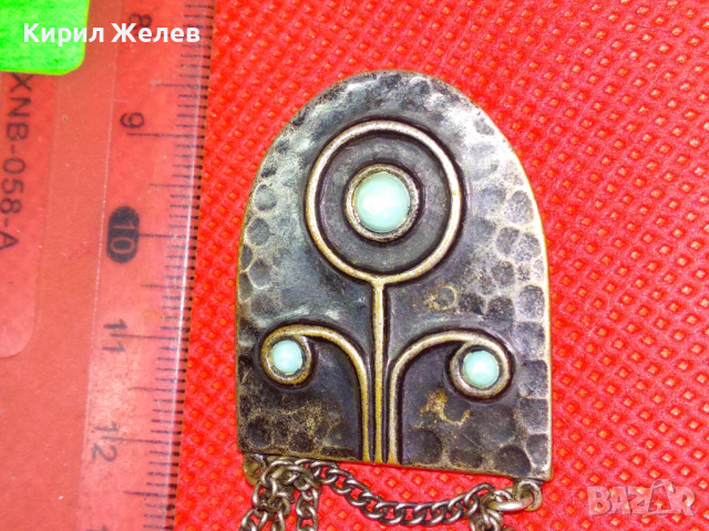 СТАРА ПОСРЕБРЕНА ТЮРКОАЗЕНА БРОНЗОВА ВЪЗРОЖДЕНСКА БРОШКА РЪЧНА МАЙСТОРСКА ИЗРАБОТКА 41978, снимка 13 - Антикварни и старинни предмети - 44612929