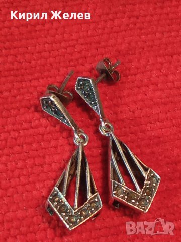 СТАРИ СРЕБЪРНИ РЕТРО ОБЕЦИ ОКСИДИРАНО СРЕБРО 925 АВТОРСКА РЪЧНА АЖУРНА МАЙСТОРСКА ИЗРАБОТКА 38241, снимка 2 - Антикварни и старинни предмети - 40921072