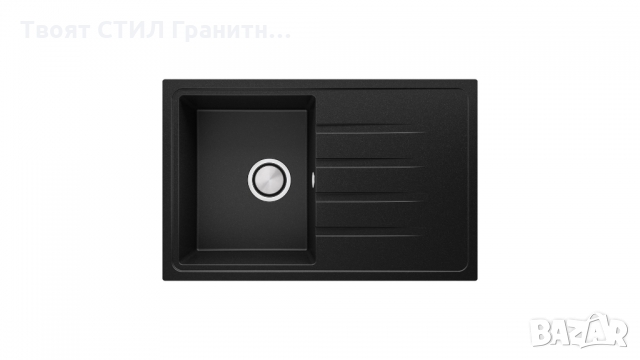 Кухненска мивка от Гранит модел Милано 780 x 500 mm - Черна