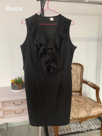 Елегантна черна рокля в размер XL, снимка 2 - Рокли - 44518647