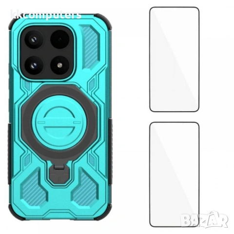 WANLONFENG KJ Калъф за Xiaomi 17 - PC+TPU, Скрита стойка, 2 стъкла, Голям отвор за камера, 4 цвята, снимка 2 - Резервни части за телефони - 53800540