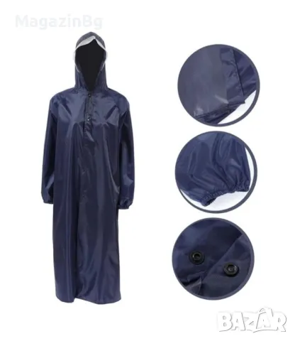 Професионален дъждобран, Унисекс, универсален размер (M/L), син, със светлоотразителни вложки