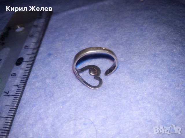 СЪРЦЕВИДЕН СРЕБЪРЕН РЕТРО ПРЪСТЕН ВИСОКА ПРОБА СРЕБРО МАЙСТОРСКА СТАРА ИЗРАБОТКА 34504, снимка 9 - Антикварни и старинни предмети - 39666626