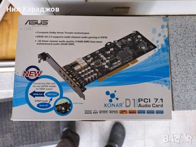 ASUS Xonar D1 PCI 7.1 Audio Card, Звукова карта, Саундкард, снимка 6 - Други - 49696733