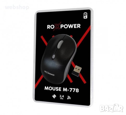 Оптична безжична мишка ROXPOWER, черна, USB, DPI=1200, снимка 3 - Клавиатури и мишки - 38644572