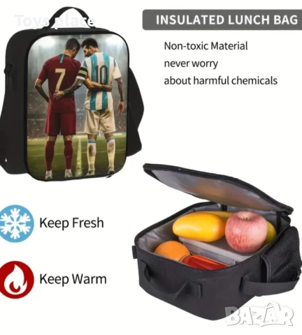 3 части Раница за училище с Меси и Роналдо + чанта за храна и несесер , снимка 3 - Ученически пособия, канцеларски материали - 51331457