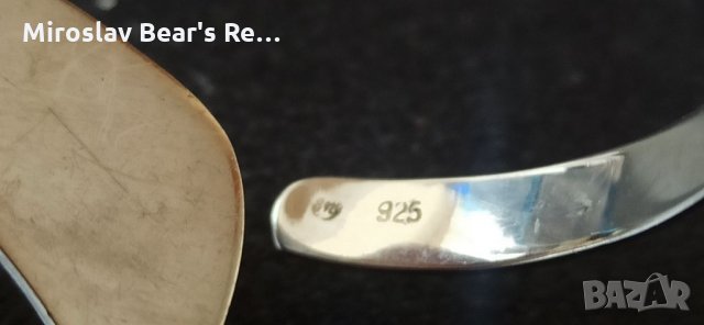 Сребърна гривна тип Белезник , с печати 925 , диаметър 6см , снимка 2 - Гривни - 35965378