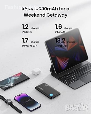 Ново Преносимо зарядно устройство 10000mAh 22,5W PowerBank USB C , снимка 8 - Външни батерии - 41652303