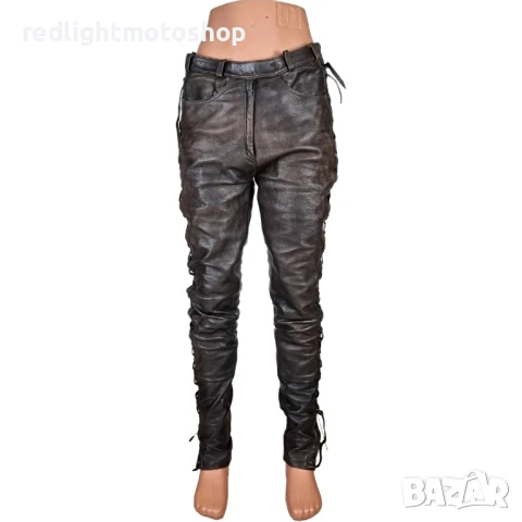 👖 4975 Дамски кожен панталон с връзки, рокерия – 120 лв.