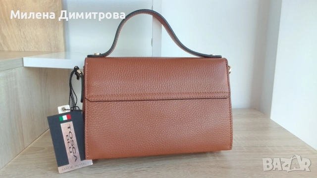 Кожена чанта Tosca Blu Livigno с релеф, снимка 4 - Чанти - 53050781