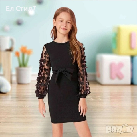 📌#Детска #рокля с ефектни 3Д цветя на ръкавите.Размер: 6г, 8г, 10г, 12г, 14г 
