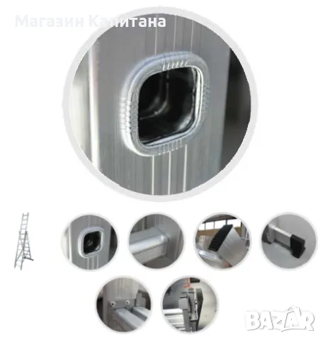 Стълба трираменна професионална Aron 3х7 стъпала, снимка 3 - Други машини и части - 48343363