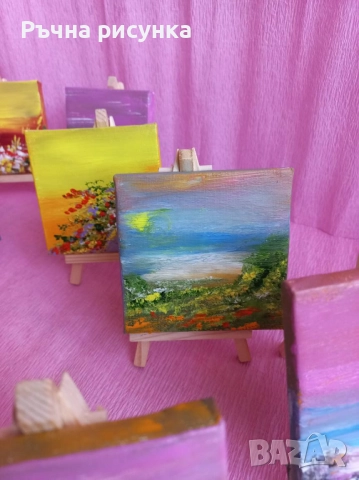 Авторски мини картини тема есен ,цена 10лв -картина и статив и големи картини , снимка 16 - Картини - 38707244