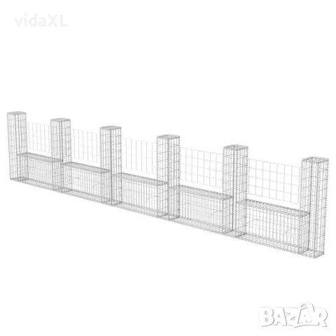 vidaXL Габион кошница, U-форма, поцинкована стомана, 570x20x100 cм