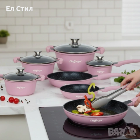 Комплект съдове за готвене от 10 части–с мраморно покритие за всички видове котлони, снимка 5 - Съдове за готвене - 53574041